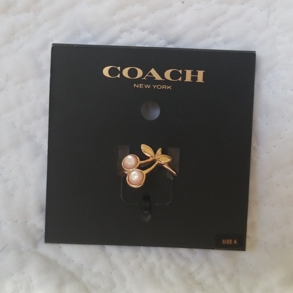 Coach Jewelry - Coach rose gold/pink cherry ring size 6